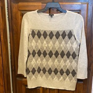 Ladies Sweater -Light gray and charcoal gray.